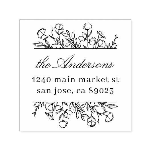 ウィムシー葉フラワーズファミリー名差出人住所 セルフインキングスタンプ (デザイン)