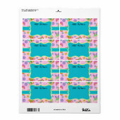 ウィムシー蝶ピンクターコイズ名タグ ラベル (フルシート)