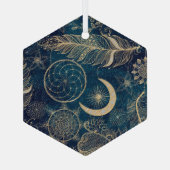 ウィムシー金ゴールドグリッタードリームキャッチャー羽毛曼荼羅 ガラスオーナメント (裏面)