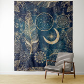 ウィムシー金ゴールドグリッタードリームキャッチャー羽毛曼荼羅 タペストリー (インサイチュ)