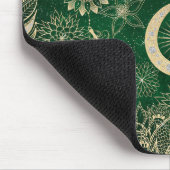 ウィムシー金ゴールド&グリーンドリームキャッチャー羽毛曼荼羅 マウスパッド (コーナー)