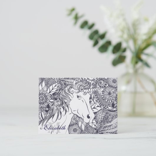 ウィムシー・ユニコーンとフローラ・マンダラデザイン 名刺 (スタンド正面)