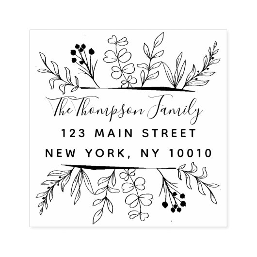 ウィムシ葉ーズ手描きファミリー差出人住所 ラバースタンプ (インプリント)