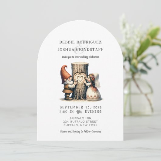 ウィムジカルなノームの楽しい結婚式招待状 招待状 (スタンド正面)