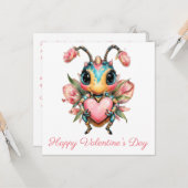 ウィムジカルなバレンタインデーのバグハート カード (正面/裏面インサイチュ)