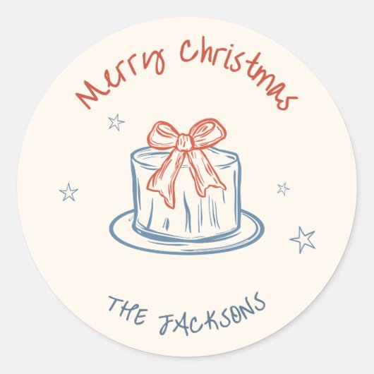 ウィムジカルな手描きのクリスマス ラウンドシール (正面)