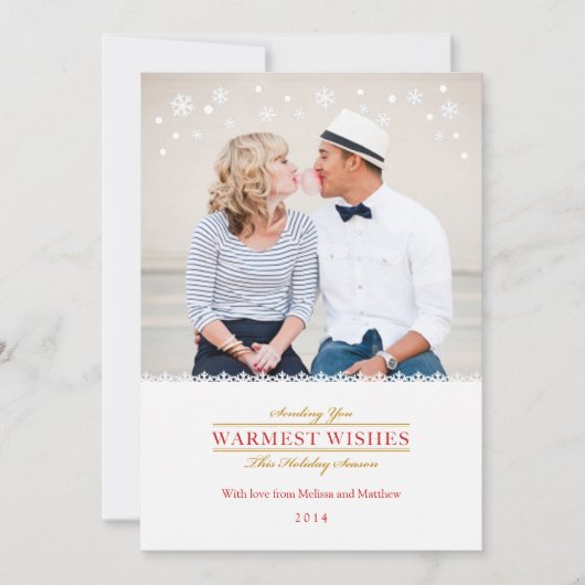 ウィムジカルな雪の結晶 ホリデー フォト カード グループオン (正面)