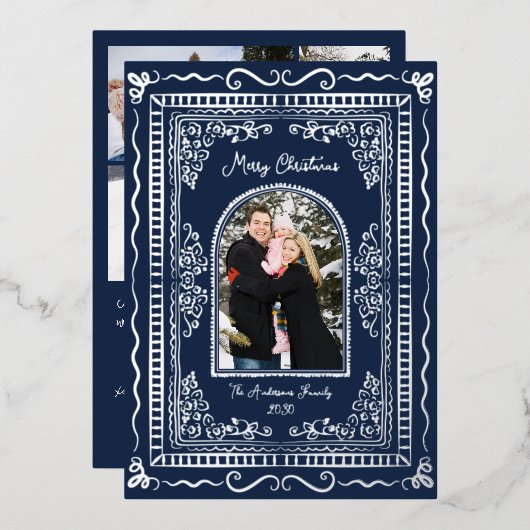 ウィムジカル イラスト クリスマス 5枚の写真 箔シーズンカード (正面/裏面)