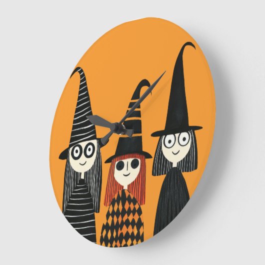 ウィムジカル ウィッチーズ スプーキ キュート ハロウィン ラージ壁時計 (傾斜)