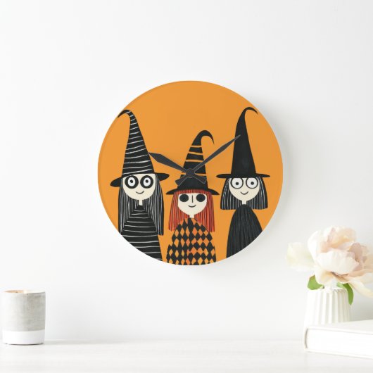 ウィムジカル ウィッチーズ スプーキ キュート ハロウィン ラージ壁時計 (ホーム)