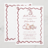 ウィムジカル ドゥードル | ラブに落ちる ブライダルシャワー 招待状 (正面/裏面)