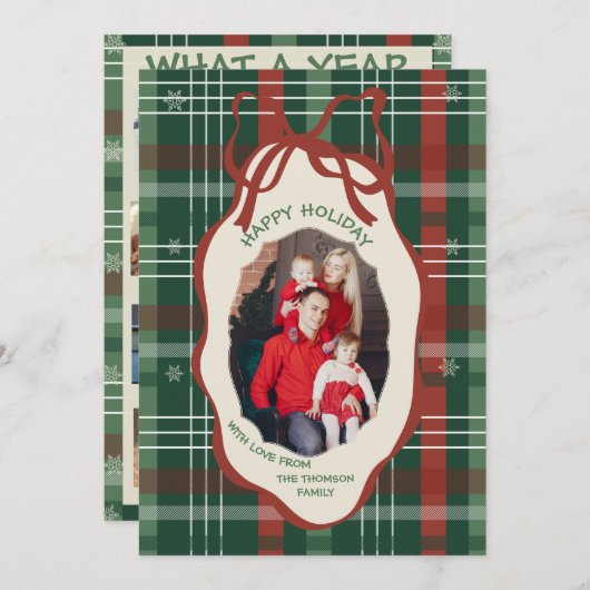ウィムジカル 1年を振り返るチェック柄のクリスマスカード シーズンカード (正面/裏面)