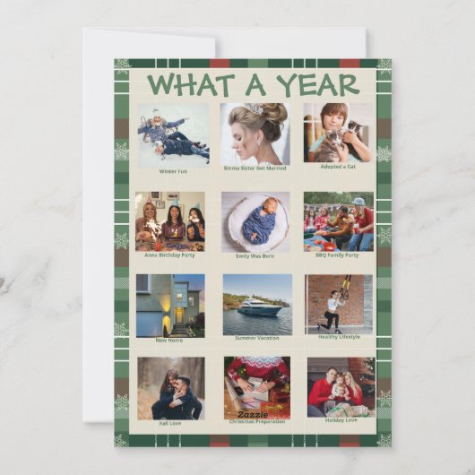 ウィムジカル 1年を振り返るチェック柄のクリスマスカード シーズンカード (裏面)