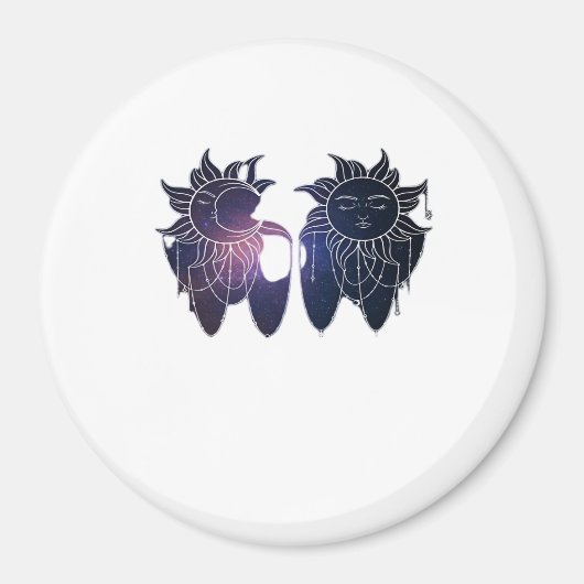 ウィムジゴシック 星空の夜 太陽 月 魔法のような クラシック マグネット (正面)