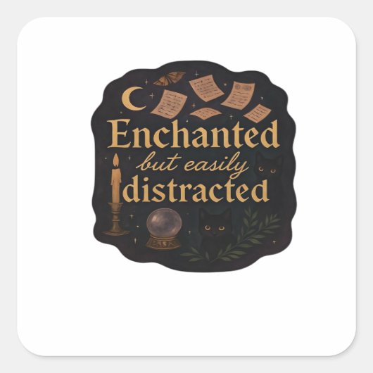 ウィムジゴス ファンタジー 神秘的な森、月 & 魔法 スクエアシール (正面)