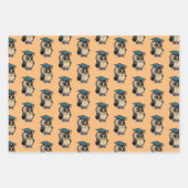 ウィムジーかわいいフクロウの子の大学院の先生漫画 ラッピングペーパーシート (正面)