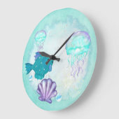 ウィムジーアクアリウム2フォークアート ラージ壁時計 (傾斜)