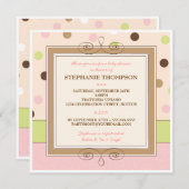 ウィムジーガールピンク水玉模様ベビーシャワー招待状 招待状 (正面/裏面)