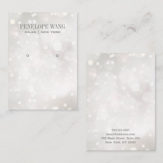 ウィムジーシルバーホワイトボークジュエリーイヤリングディスプレイ 名刺 (正面/裏面)