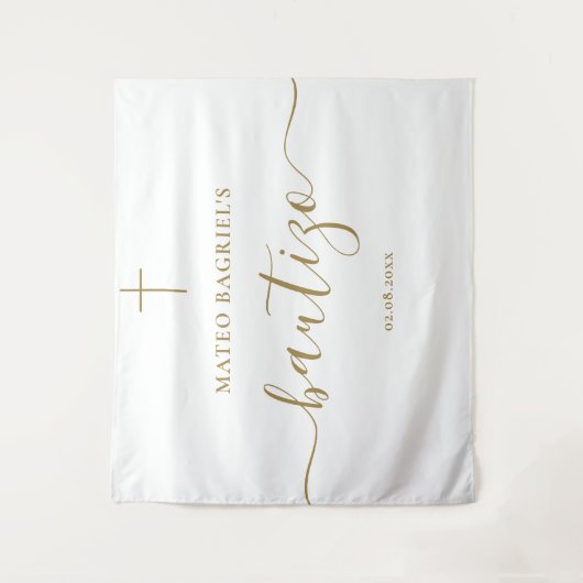 ウィムジースクリプトバウティゾバプテスマスペインのスニュートラル金ゴールド タペストリー (正面)