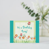 ウィムジーフラワーズガールバースデーパーティーへの招待 インビテーションポストカード (スタンド正面)