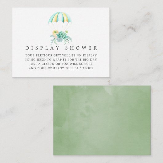 ウィムジーフローラパラシュート赤ちゃんシャワー表示シャワー エンクロージャーカード (正面/裏面)