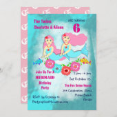 ウィムジーマーメイドツインガールズバースデーパーティー招待状 招待状 (正面/裏面)