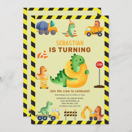 ウィムジー恐竜建築9thバースデーパーティー 招待状 (正面/裏面)