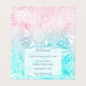 ウィムジー白フローラマンダラ水の色デザイン 名刺 (内部フラット)