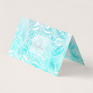 ウィムジー白フローラマンダラ水の色デザイン 名刺