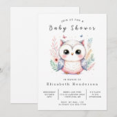 ウィムジー編集可能フクロウ赤ちゃんシャワー 招待状 (正面/裏面)