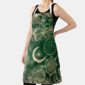 ウィムジー金ゴールド&グリーンドリームキャッチャーフェザーズ曼荼羅 エプロン (インサイチュ)