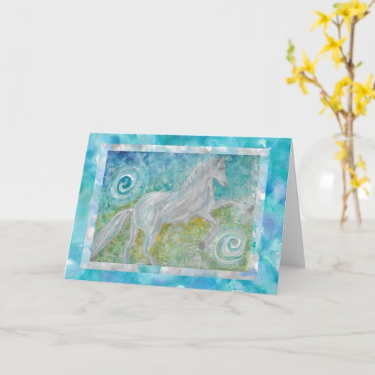 ウィムジー ホース プレイ 2 ブランク 折りたたみ グリーティング カード 5x7 (黄色い花)