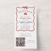 ウィムジー レッド 彼女は最高のチェリー ブライズ シャワー オールインワン招待状 (内側)