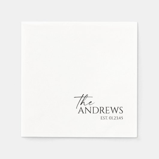 ウィムモダンイパーソナライズされたのナ結婚プキン スタンダードカクテルナプキン (正面)