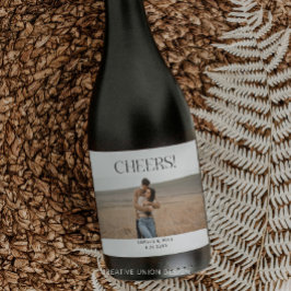 ウィムモダンシミニマルの結婚シャンパンのラベル スパークリングワインラベル