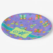 ウィムモダンシー蝶パープルラベンダーモノグラム ペーパープレート (アングル)