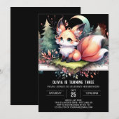 ウィム威厳のあるシーキツネ誕生日デジタル 招待状 (正面/裏面)