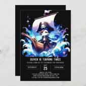 ウィム威厳のあるシー海賊団誕生日 招待状 (正面/裏面)