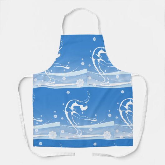 ウィメンアイススケートで滑るスポーツイラストレーション エプロン (正面)