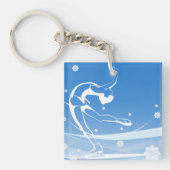 ウィメンアイススケートで滑るスポーツイラストレーション キーホルダー (正面)