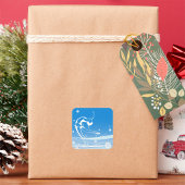 ウィメンアイススケートで滑るスポーツイラストレーション スクエアシール