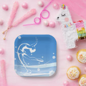 ウィメンアイススケートで滑るスポーツイラストレーション ペーパープレート (パーティー)