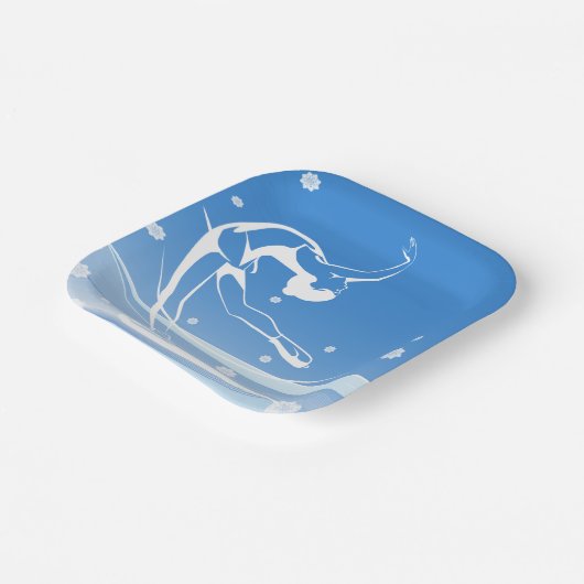 ウィメンアイススケートで滑るスポーツイラストレーション ペーパープレート (傾斜あり)