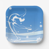 ウィメンアイススケートで滑るスポーツイラストレーション ペーパープレート (正面)