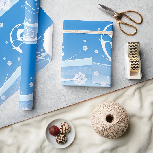 ウィメンアイススケートで滑るスポーツイラストレーション ラッピングペーパー