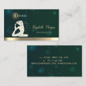 ウィメンシルエットチャクラヨガインストラクターグリーン 名刺 (正面/裏面)