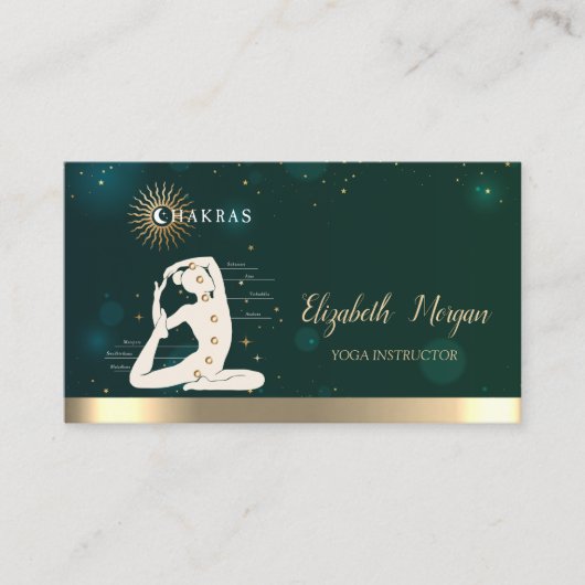 ウィメンシルエットチャクラヨガインストラクターグリーン 名刺 (正面)