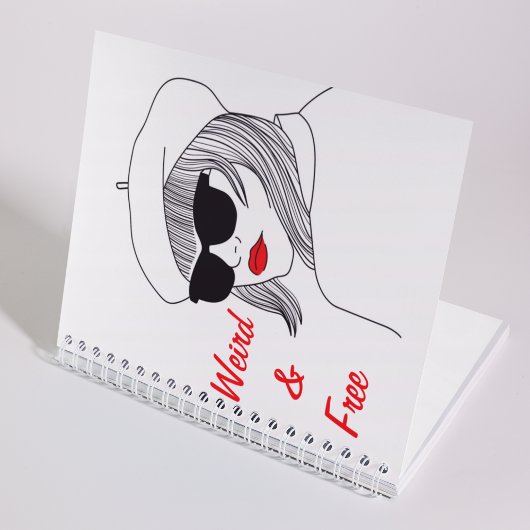 ウィメンシルエットレッド&ホワイトフェミニスト引用文 ノートブック