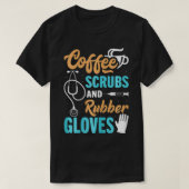 ウィメンズおもしろいコーヒスクラブ及びゴム手袋媒体 Tシャツ (デザイン正面)